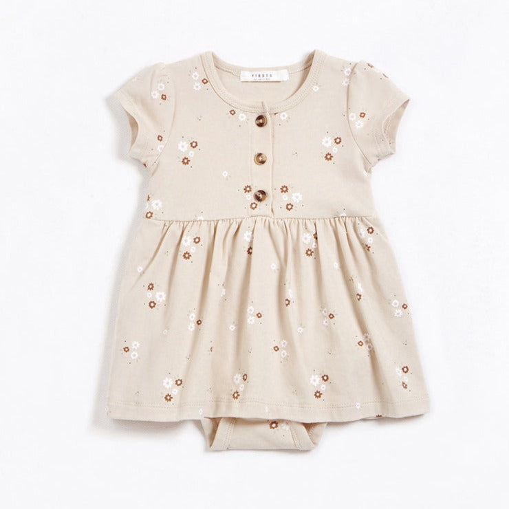Petit Lem - Bouquet Print Jersey Peplum Dress - Beige Newborn Petit Lem - Bouquet Print Jersey Peplum Dress - Beige Newborn