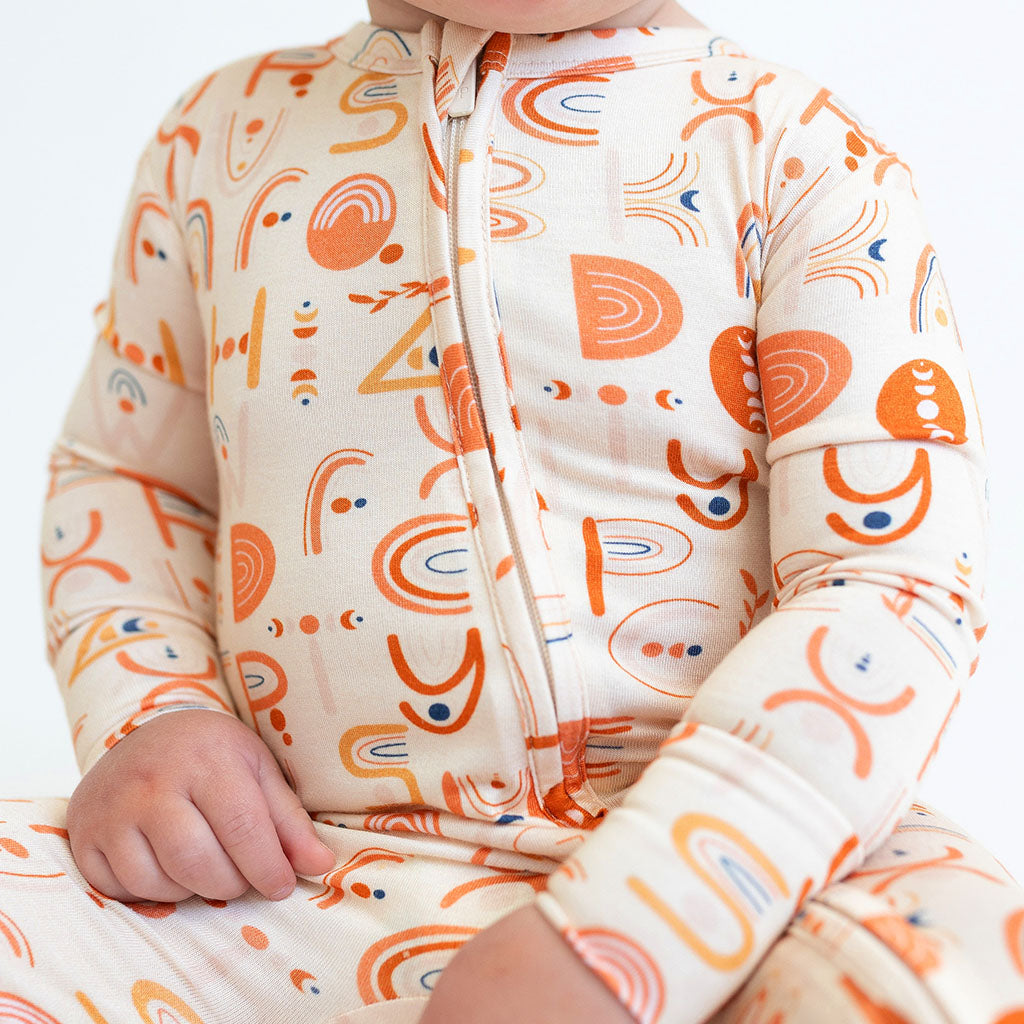 Posh Peanut Footie Zippered One Piece Alphabet Medley – Bloom