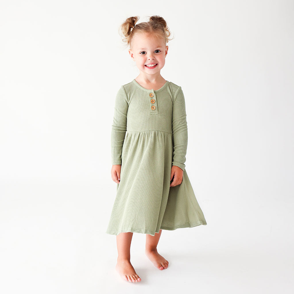 Posh Peanut Long Sleeve Henley Twirl Dress