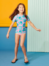 Tea Collection Short Sleeve Rash Guard - Hibiscus Pop in Pink