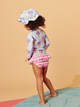 Tea Collection Reversible Ruffle Baby Sun Hat - Rainbow Cones Blue