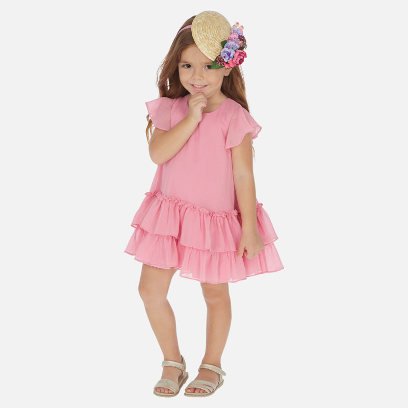 Mayoral Ruffled Dress - Hollyhock Pink | Girls Easter Dress