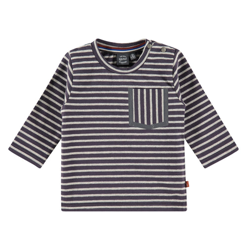 Babyface Baby Boy Long Sleeve Striped Top - Dark Blue