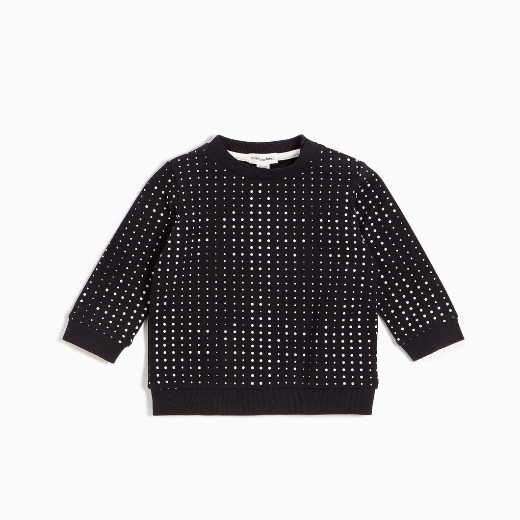 Miles MIDI Dots Print Baby Sweatshirt - Black