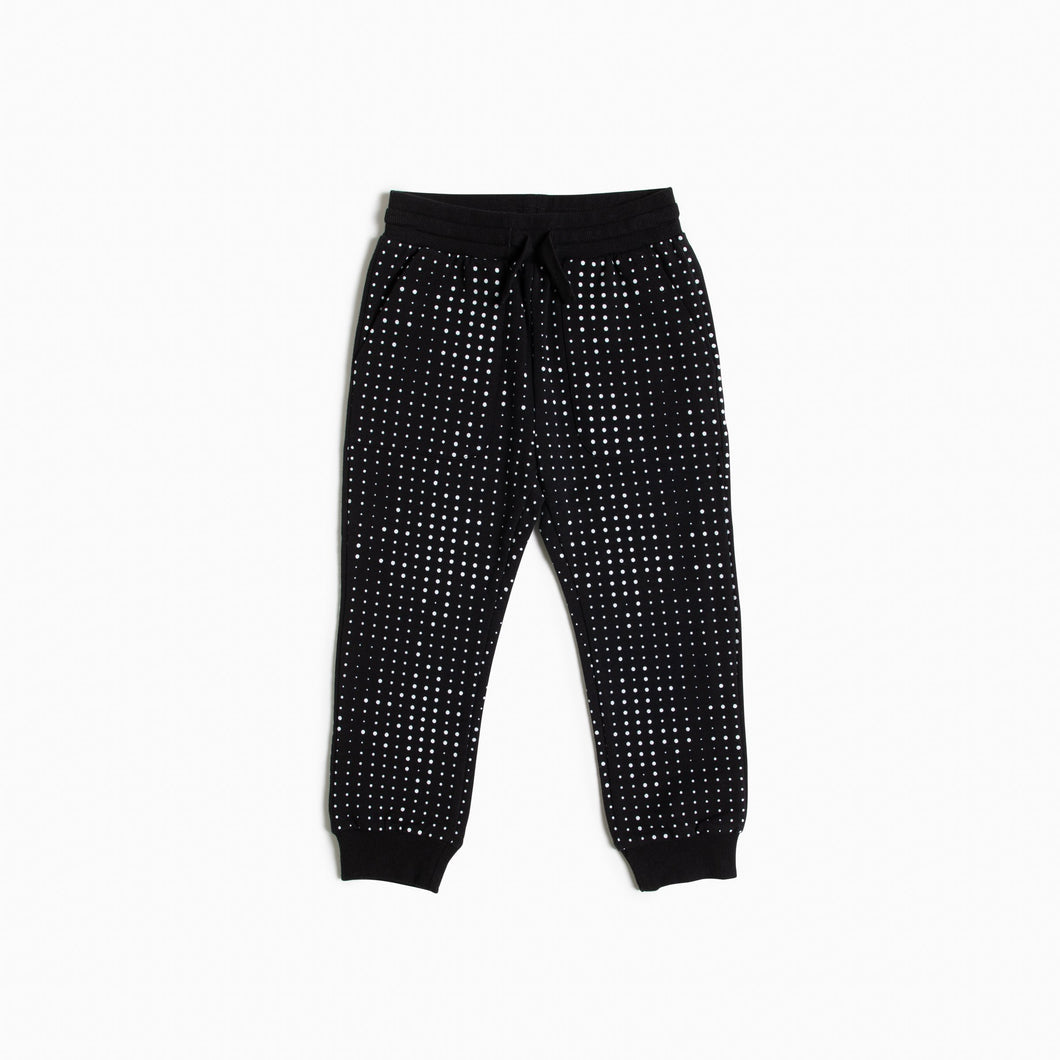 Miles MIDI Dots Print on Black Jogger