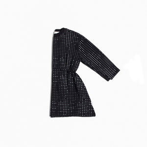 Miles MIDI Dots Printed on Black Sweatshirt Dress