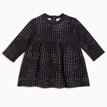 Miles MIDI Dots Printed on Black Sweatshirt Baby Dress