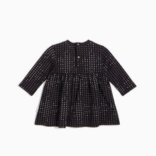 Miles MIDI Dots Printed on Black Sweatshirt Baby Dress