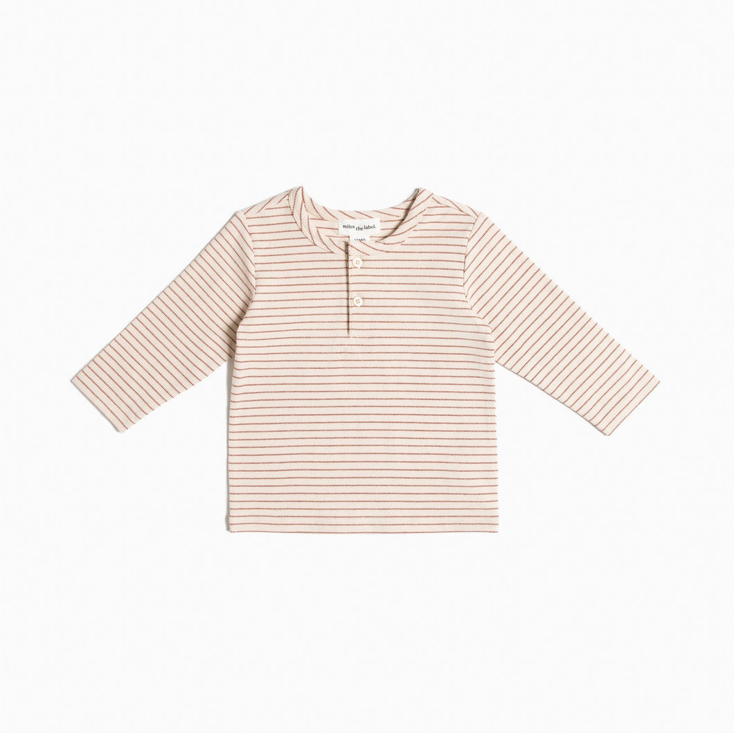 Miles Henna Orange Yarn-Dye Stripe Baby Henley