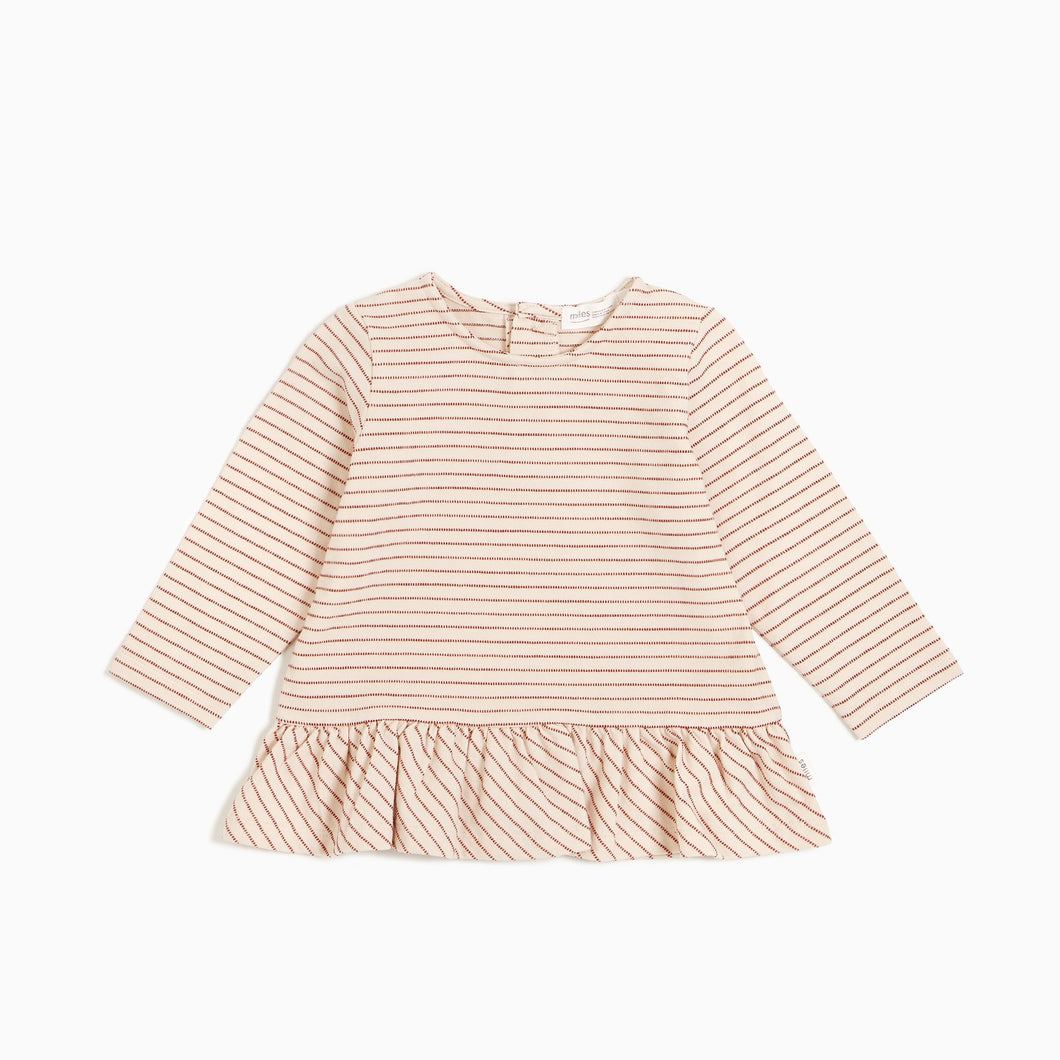 Miles Henna Orange Yarn-Dye Stripe Baby Tunic