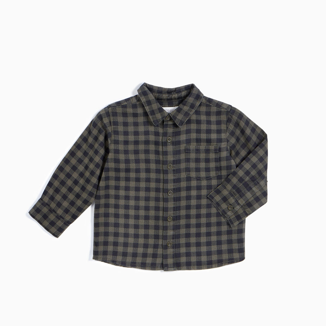 Miles Pine Checker Print Flannel Baby Shirt