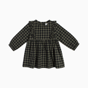 Miles Pine Checkered Print Flannel Baby Girl Dress