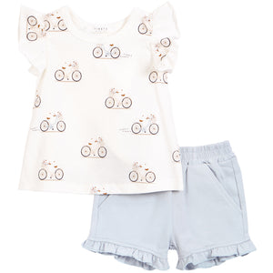 Petit Lem "La Bicyclette" 2pc Outfit Set - Off White