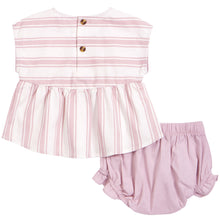 Petit Lem "Lavender Stripes" Lightweight Cotton Twill Outfit Set