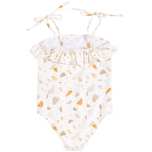 Petit Lem Golden Pebble Terrazzo Ruffle-trimmed Swimsuit