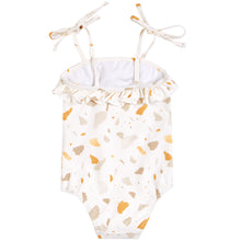 Petit Lem Golden Pebble Terrazzo Ruffle-trimmed Swimsuit