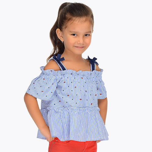 Mayoral Girls Indigo Stars and Stripes Top - Bloom Kids Collection - Mayoral