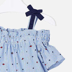 Mayoral Girls Indigo Stars and Stripes Top - Bloom Kids Collection - Mayoral