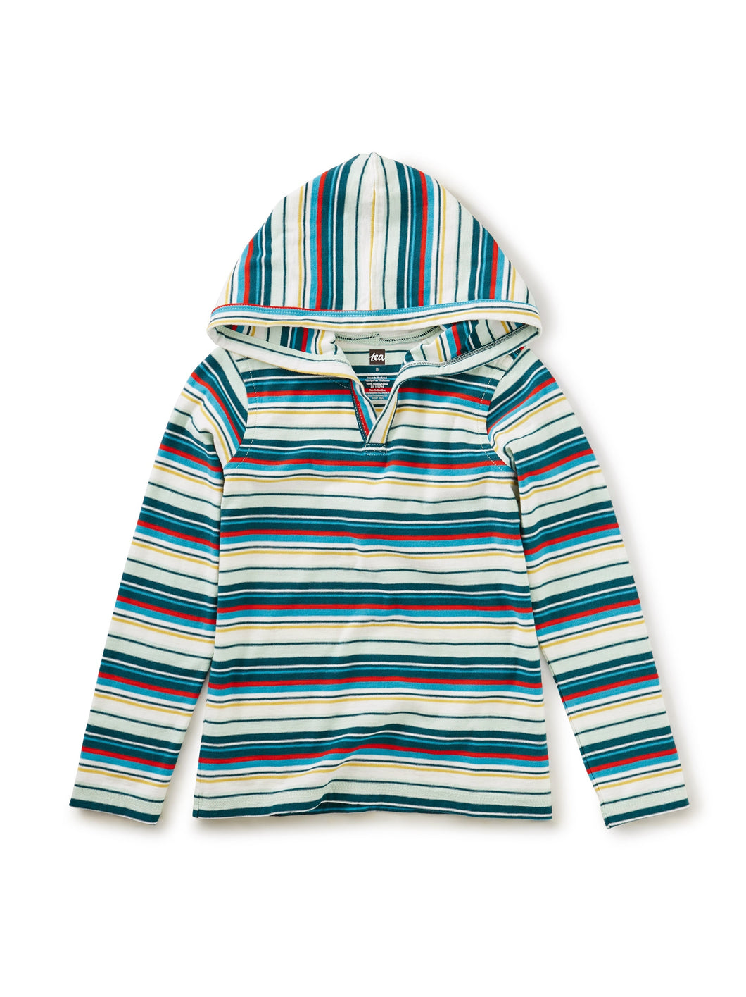 Tea Collection Striped Happy Hoodie - Mint Chip