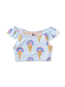 Tea Collection Ruffle Shoulder Tankini Top - Rainbow Cones Blue