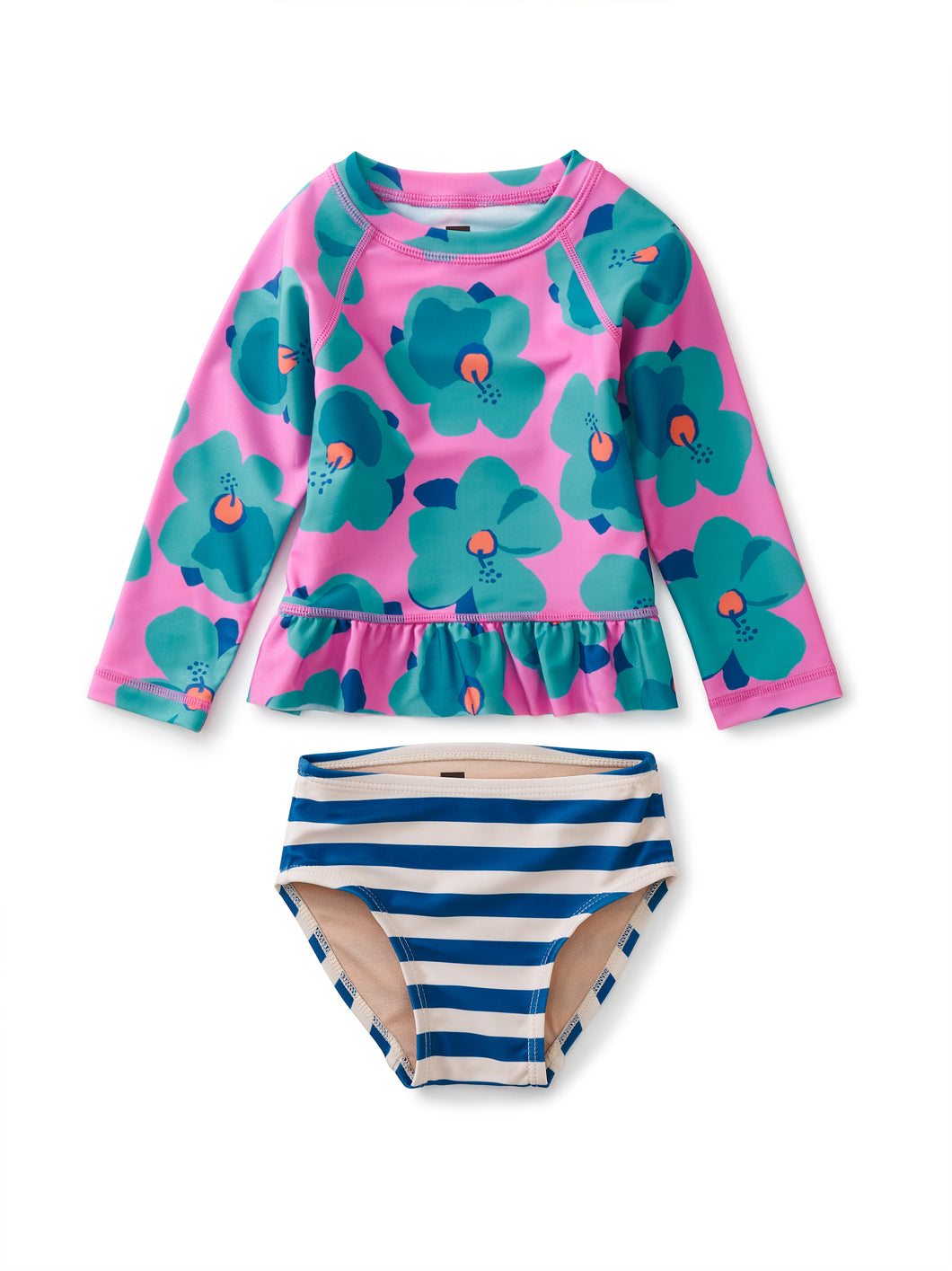 Tea Collection Rash Guard Baby Swim Set - Hibiscus Pop in Pink