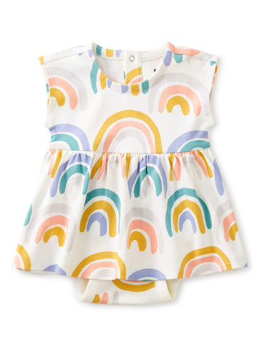 Tea Collection Baby Bodysuit Dress - Painted Rainbow