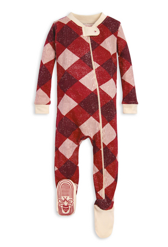 Burt's Bees Abstract Argyle Sleeper - Cranberry - Bloom Kids Collection - Burt's Bees