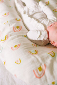 Loulou Lollipop Muslin Swaddle - Pastel Rainbow