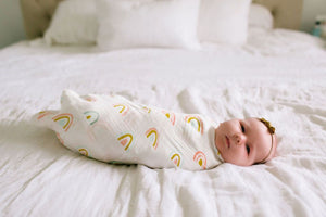 Loulou Lollipop Muslin Swaddle - Pastel Rainbow