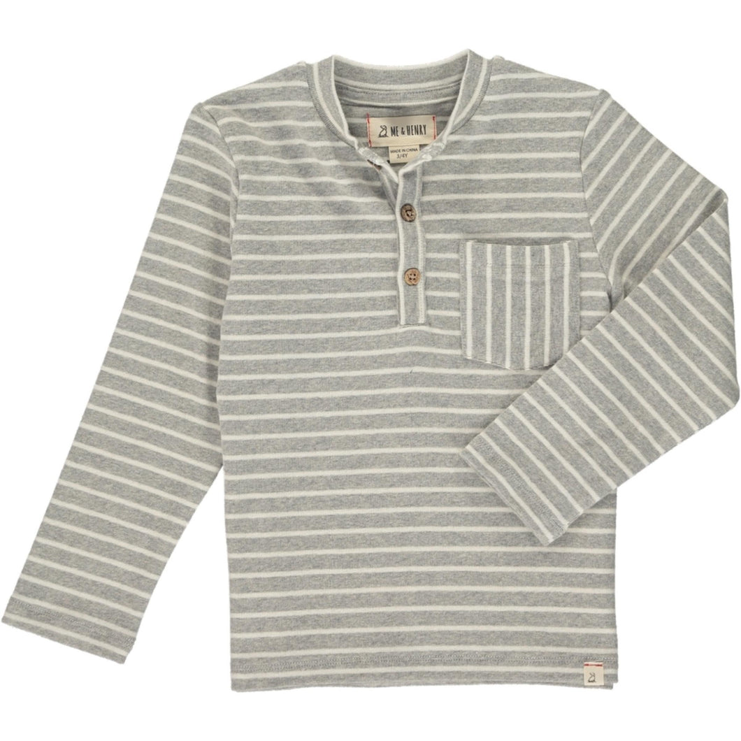 Me & Henry Flagstop Henley - Ivory/Grey Stripe