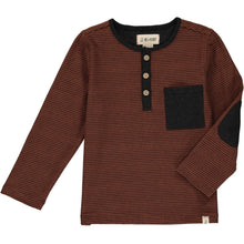 Me & Henry Henley Pocket Button Tee - Rust Stripe