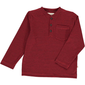 Me & Henry Adams Henley - Red/Black Stripe