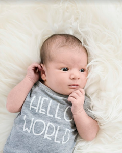 Sweet Wink Hello World Tee - Grey - Bloom Kids Collection - Sweet Wink