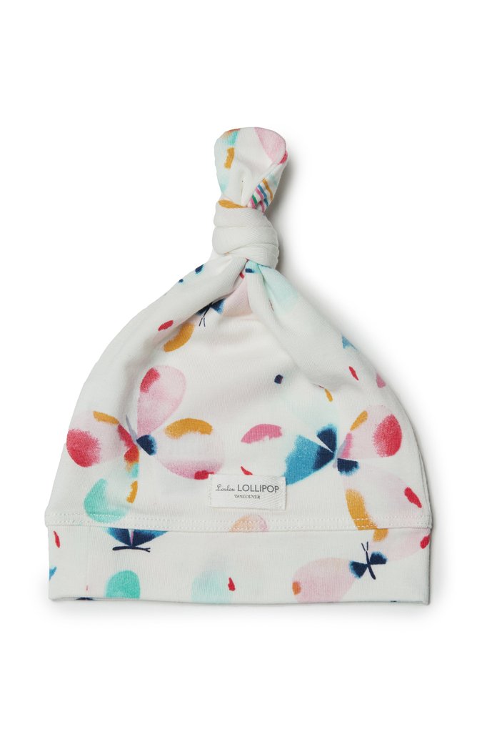 Loulou Lollipop Top Knot Beanie in TENCEL - Butterfly