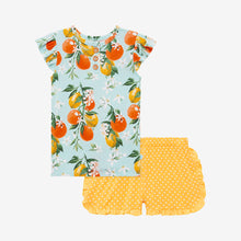 Posh Peanut Henley Ruffled Cap Sleeve Tshirt and Varsity Short Set - Mirabella