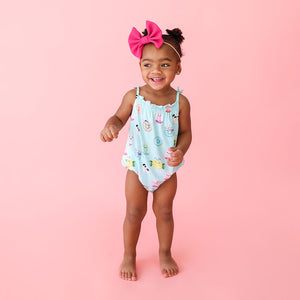 Posh Peanut Spaghetti Strap Bubble Romper - Donuts