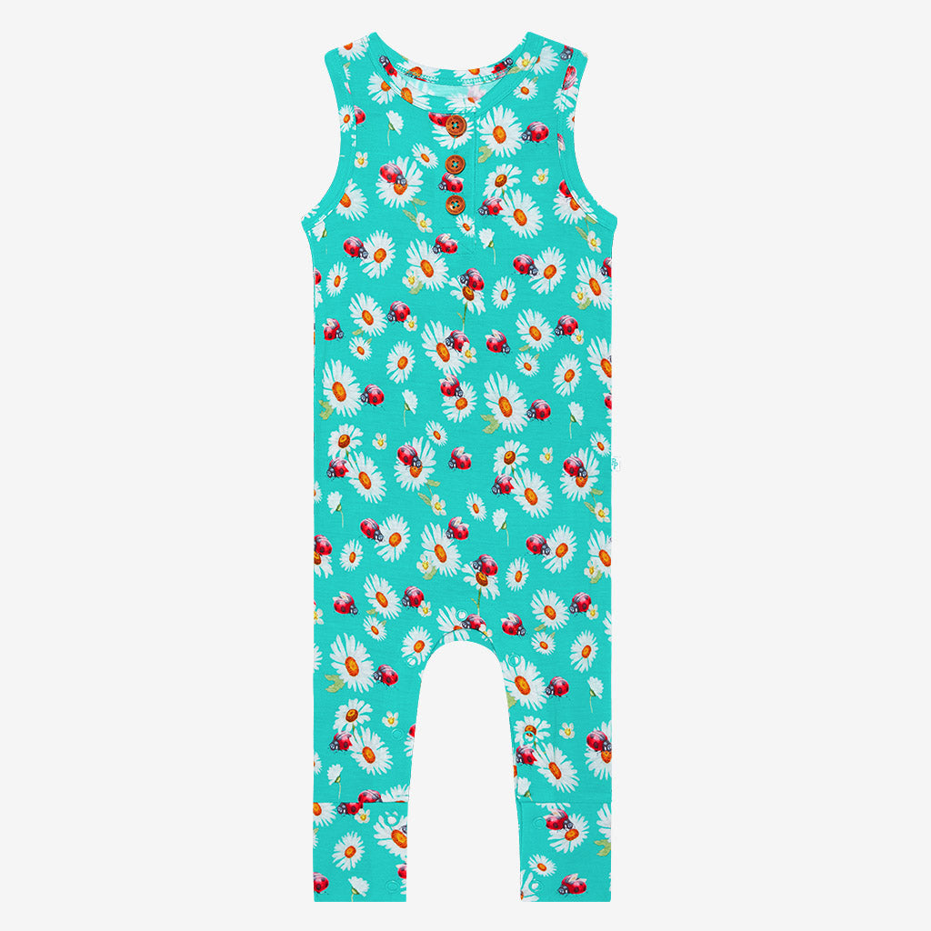 Posh Peanut Henley Racerback Romper - Ladybug