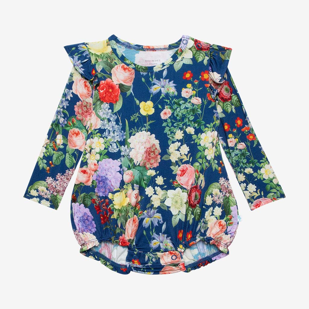 Posh Peanut Long Sleeve Ruffled Bubble Romper - Carmen