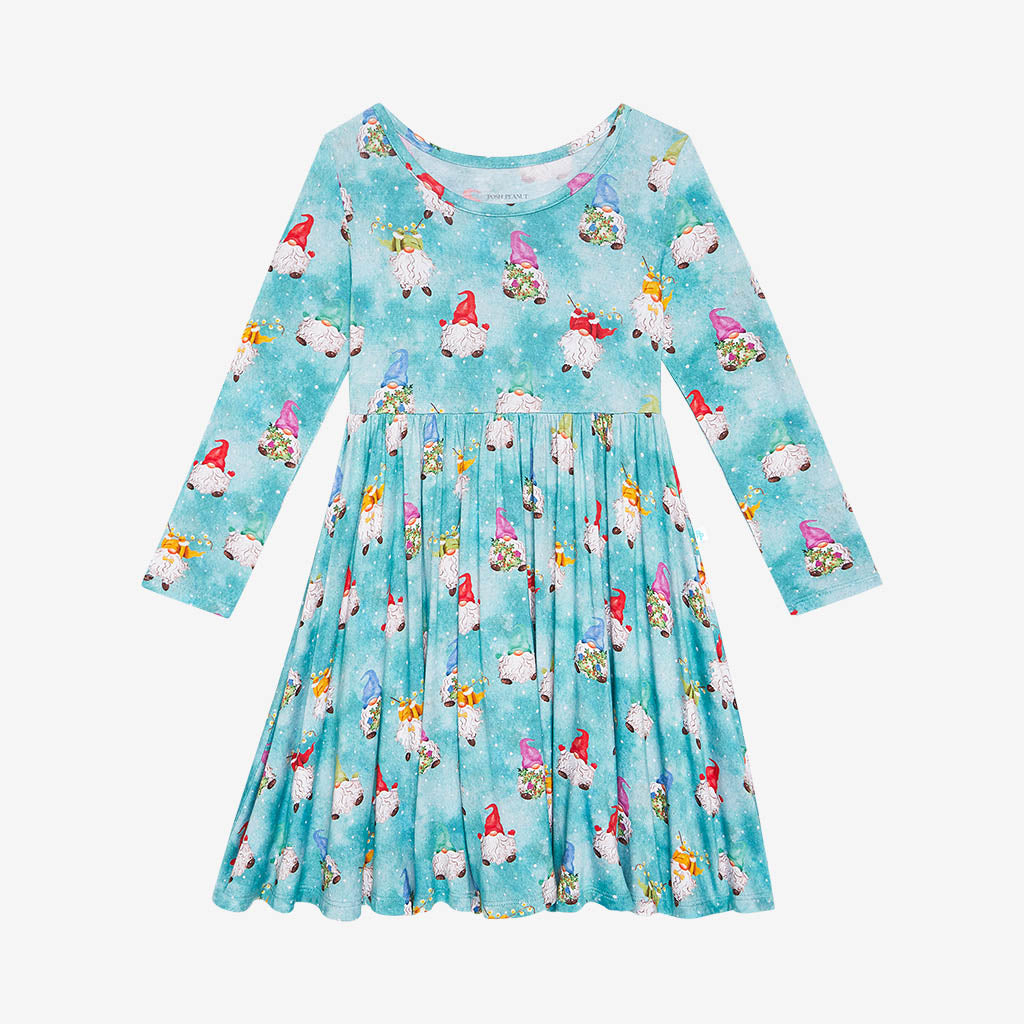Posh Peanut Long Sleeve Basic Twirl Dress - Gnomey