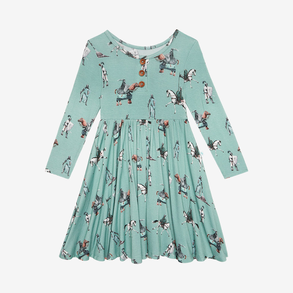 Posh Peanut Wallace Long Sleeve Henley Twirl Dress 5Y Posh Peanut Wallace Long Sleeve Henley Twirl Dress 5Y