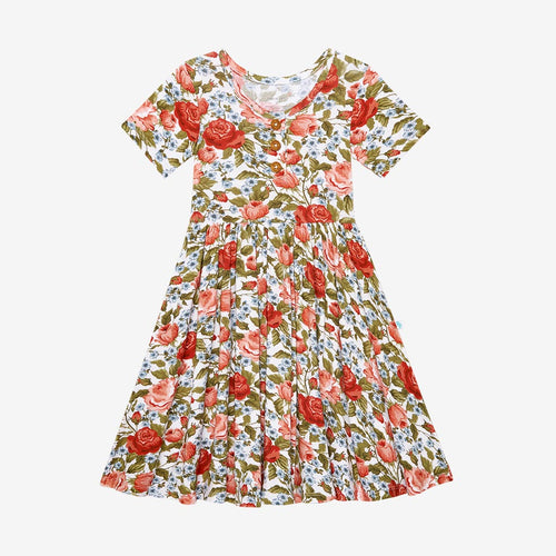Posh Peanut Short Sleeve Henley Twirl Dress - Alma
