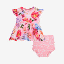 Posh Peanut Ruffled Capsleeve Basic Peplum Top & Bloomer Set - Brisa