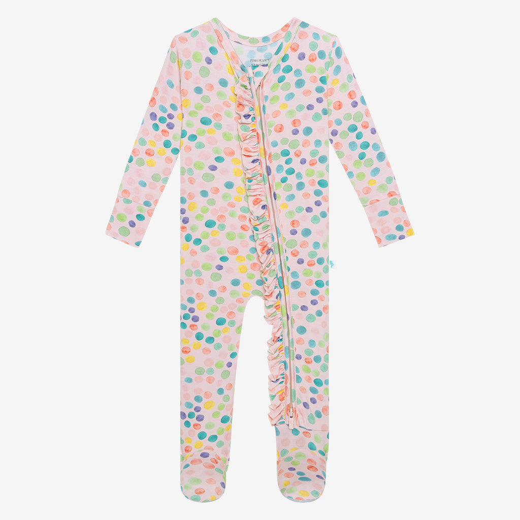 Posh Peanut Footie Ruffled Zippered One Piece - Estelle