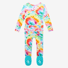 Posh Peanut Footie Ruffled Zippered One Piece - Totally Tie Dye