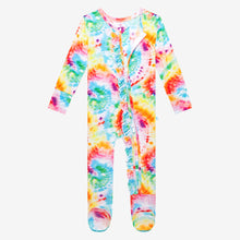 Posh Peanut Footie Ruffled Zippered One Piece - Totally Tie Dye