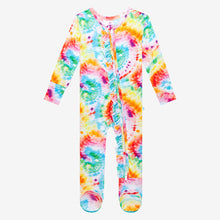 Posh Peanut Footie Ruffled Zippered One Piece - Totally Tie Dye