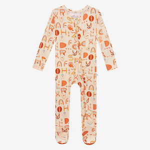 Posh Peanut Footie Zippered One Piece - Alphabet Medley