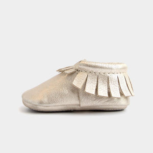 Freshly Picked Mini Sole Platinum Moccasins - Bloom Kids Collection - Freshly Picked