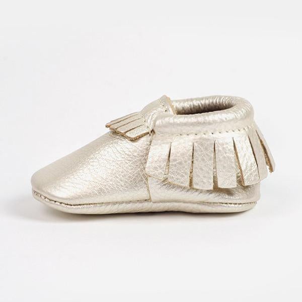 Freshly Picked Platinum Moccasins Gender Neutral Baby Shoes