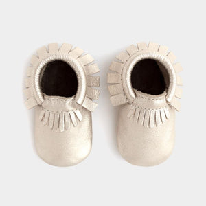 Freshly Picked Mini Sole Platinum Moccasins - Bloom Kids Collection - Freshly Picked